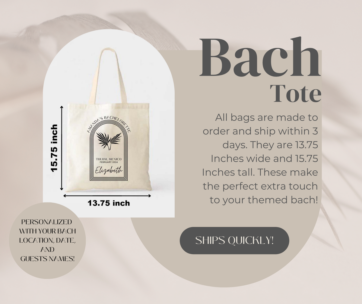 Tulum Personalized Bach Tote