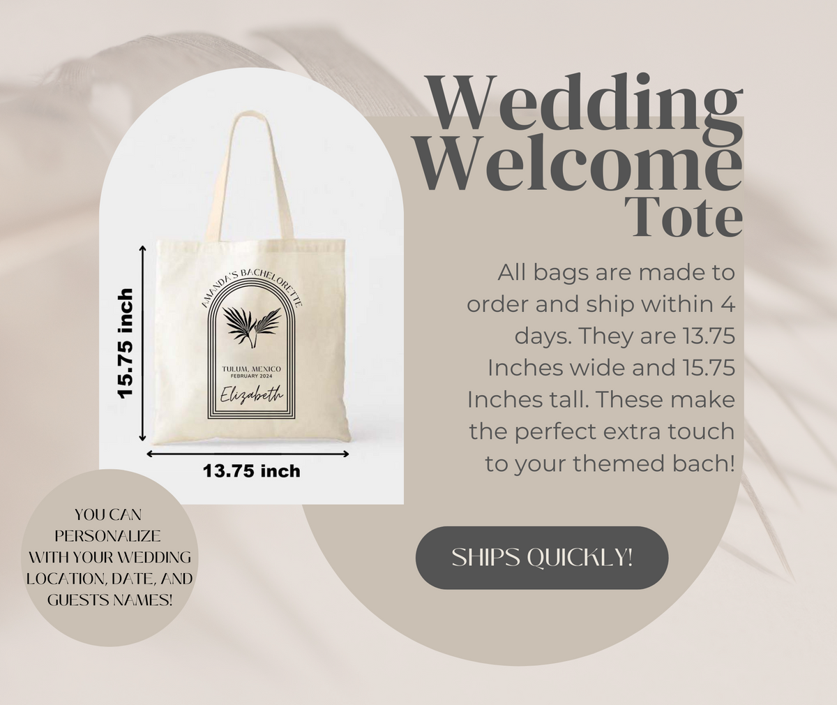 Island Wedding Welcome Bag Tote