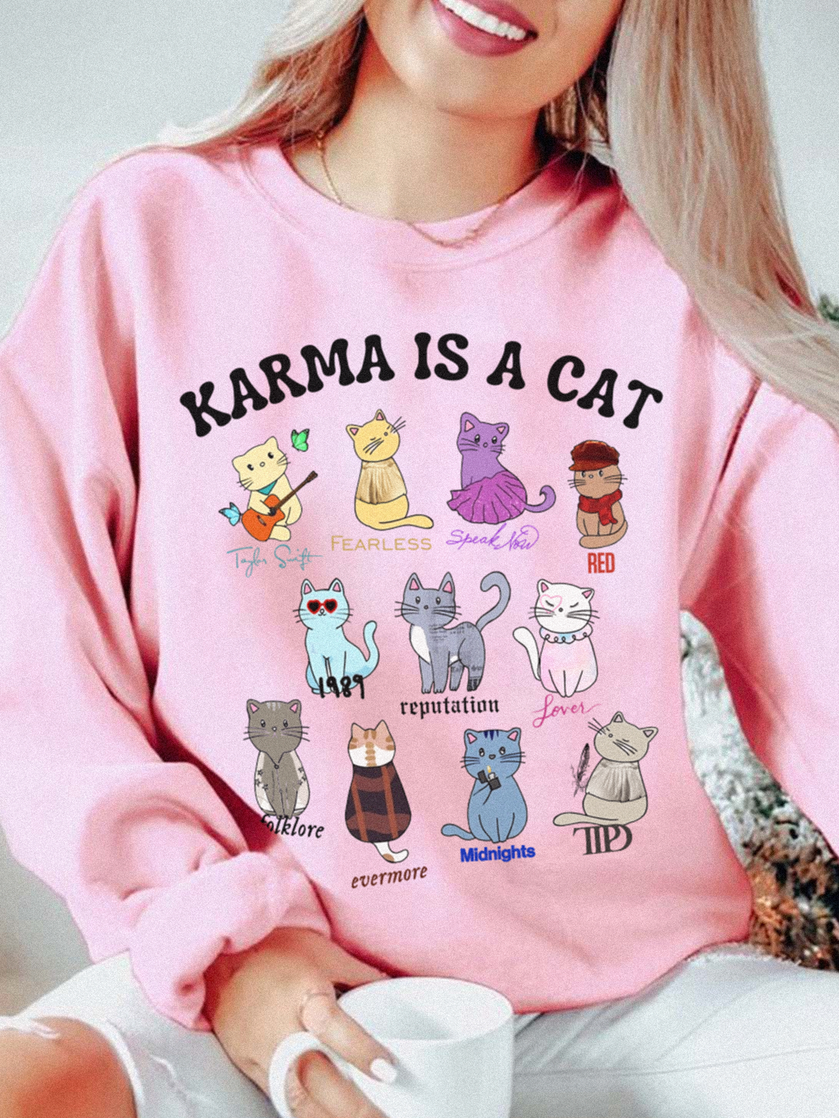 Karma Is A Cat Crewneck Sweatshirt (Kids & Adults)