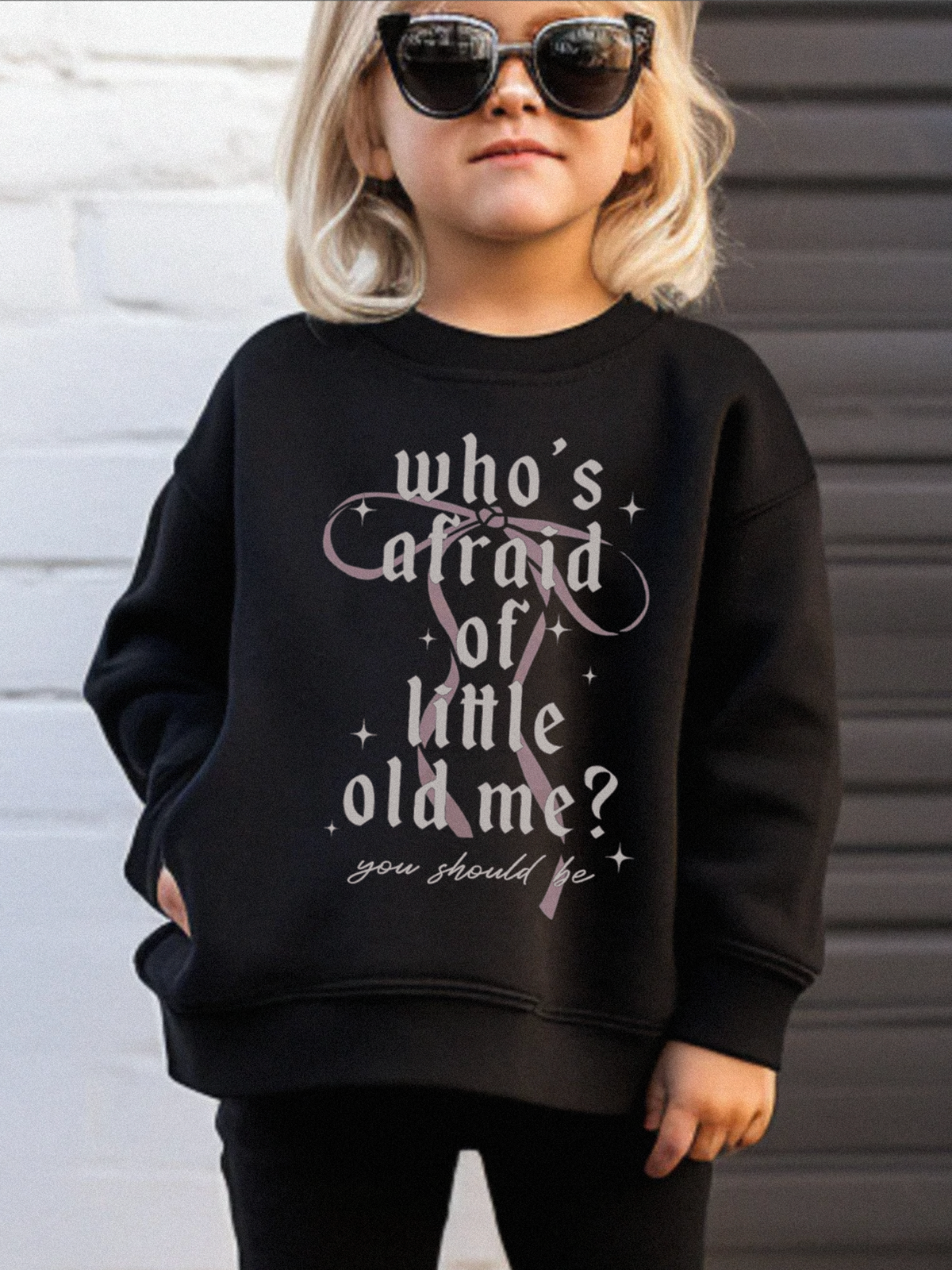 Who's Afraid Bow Crewneck Sweatshirt (Kids & Adults)