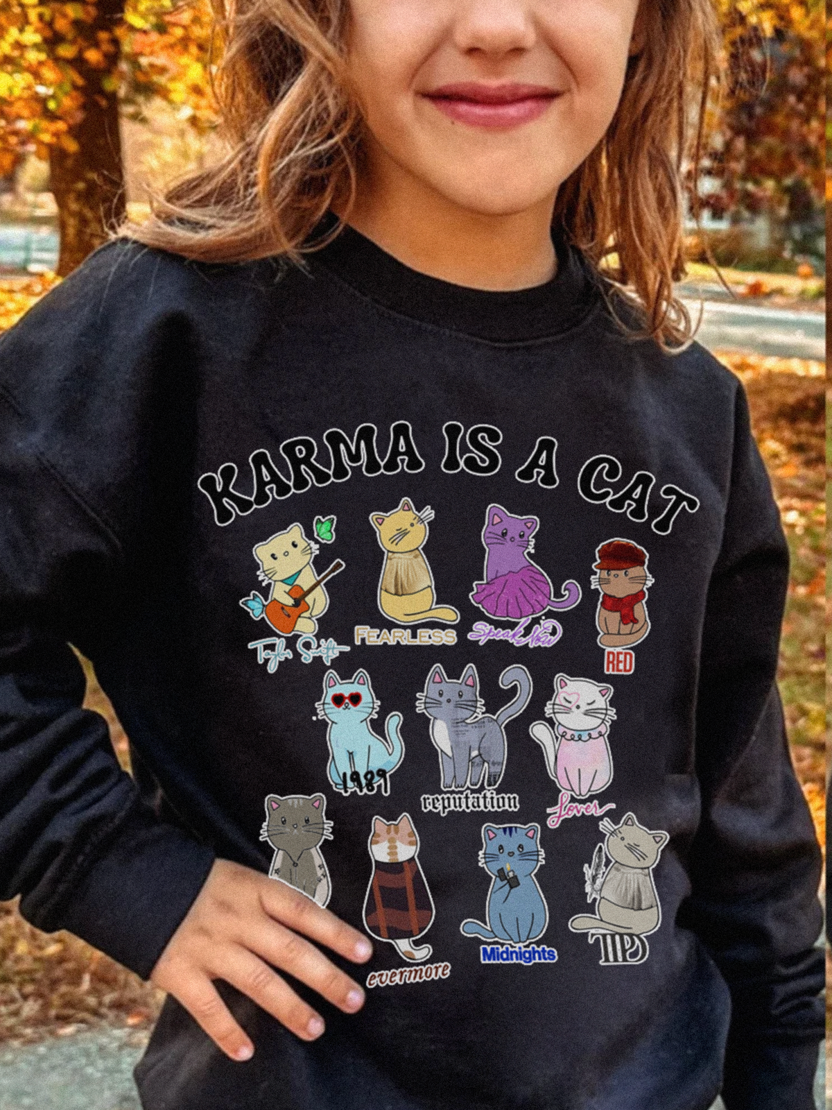 Karma Is A Cat Crewneck Sweatshirt (Kids & Adults)