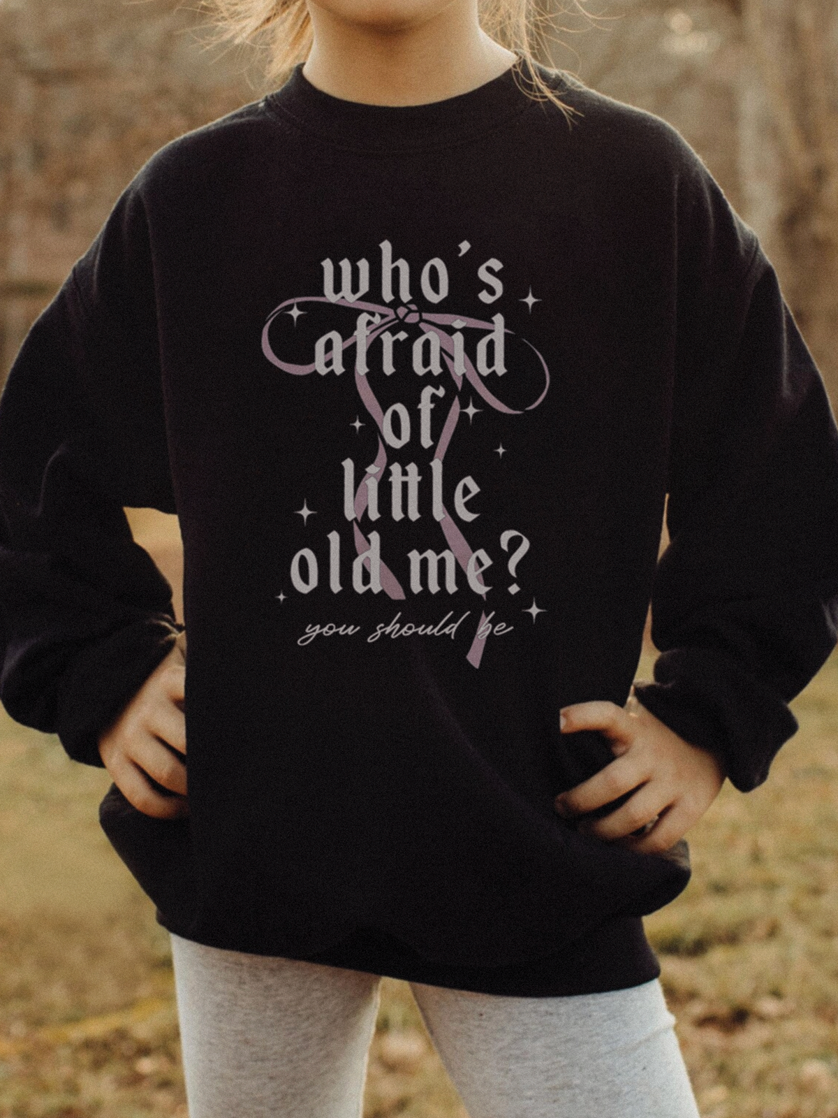 Who's Afraid Bow Crewneck Sweatshirt (Kids & Adults)